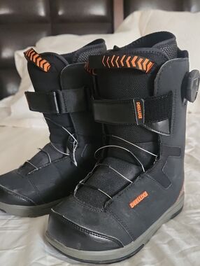 Luxe Black Kids Snowboard Boots with Orange Accents